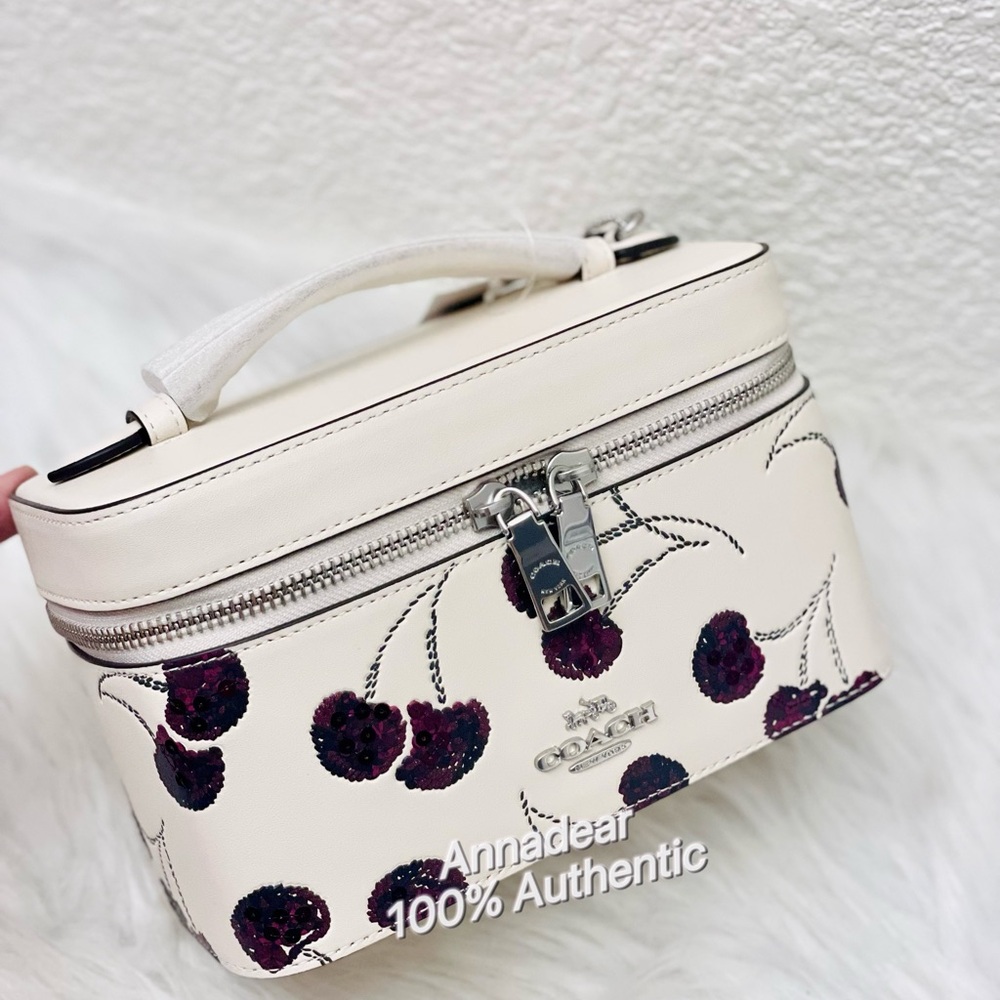 NWT Coach Cosmetic Case With Cherry Print in Chalk Multi CDC13 - Picture 3 of 11